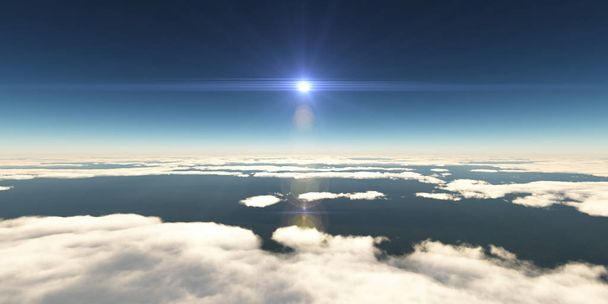 nad mraky sluneční paprsek, 3D vykreslování - Fotografie, Obrázek