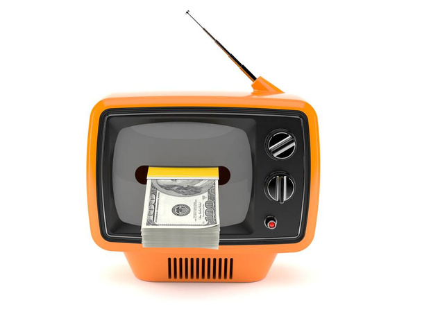Velha TV com dinheiro
 - Foto, Imagem
