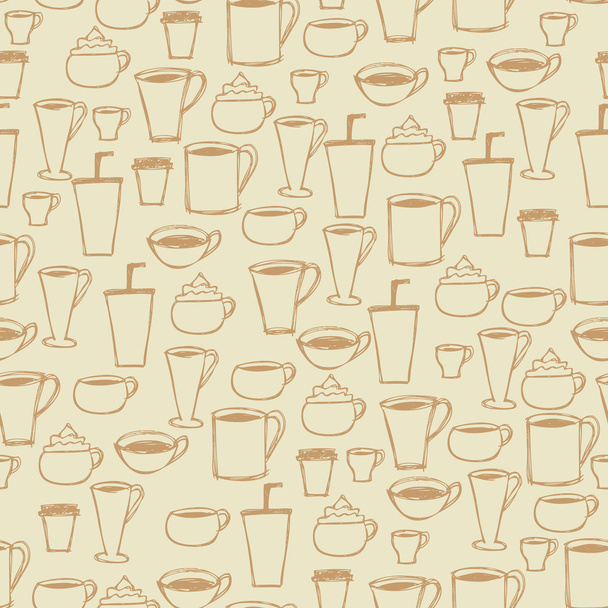 Seamless Coffee Cup Background - ベクター画像