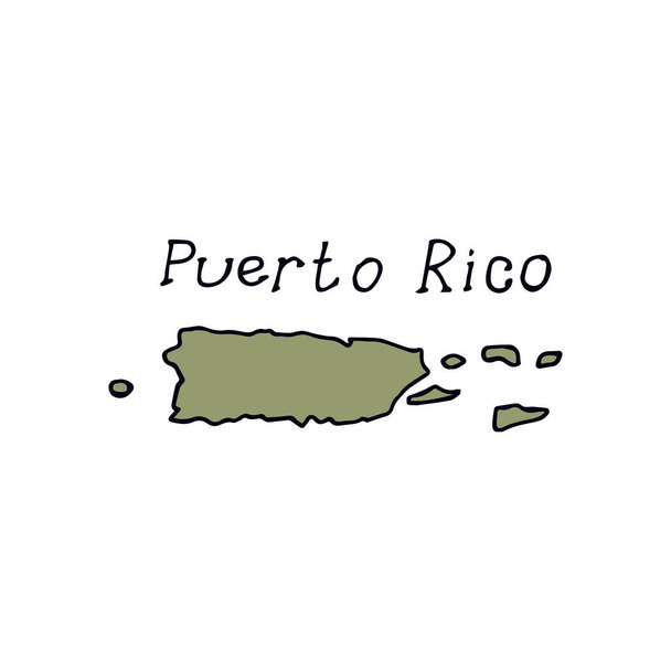 Mapa Portoryko. Ręcznie rysowany wektor ilustracja na białym bac - Wektor, obraz