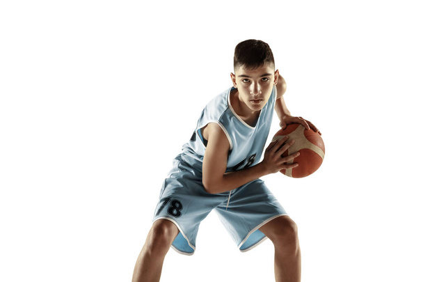 Full length portrait of a young basketball player with ball - Фото, изображение