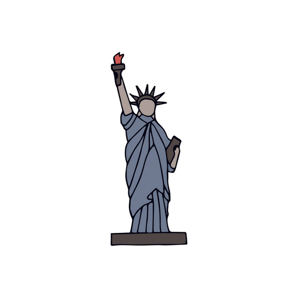 Hand-drawn symbol of USA. Statue of Liberty. Vector illustration - Vector, Image