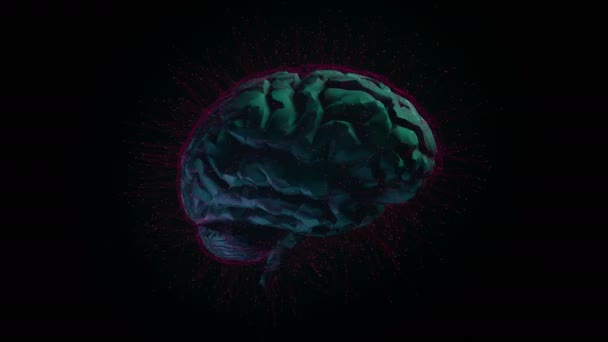 Digitaal brein. Kunstmatige intelligentie. Röntgenfoto 's. Roterende röntgenfoto 's van de cerebrale kwab. Hoogwaardige computeranimatie. - Video