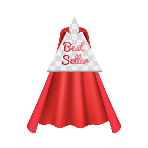 Best Seller badge with superheroes cloak realistic vector illustration isolated. - Вектор,изображение