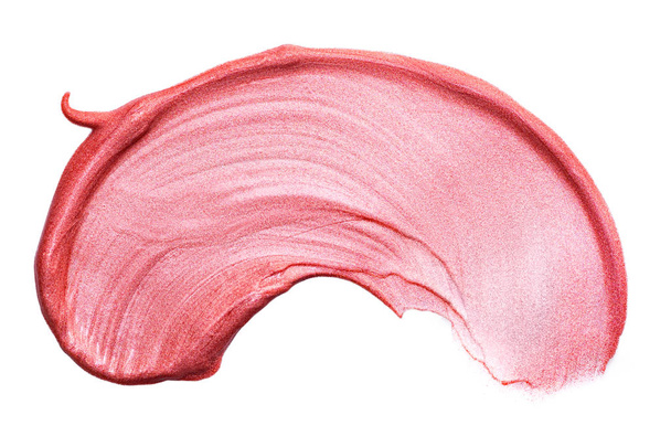 Lesklý rty izolovaný na bílém. Ukázka růžového make-upu produktu - Fotografie, Obrázek