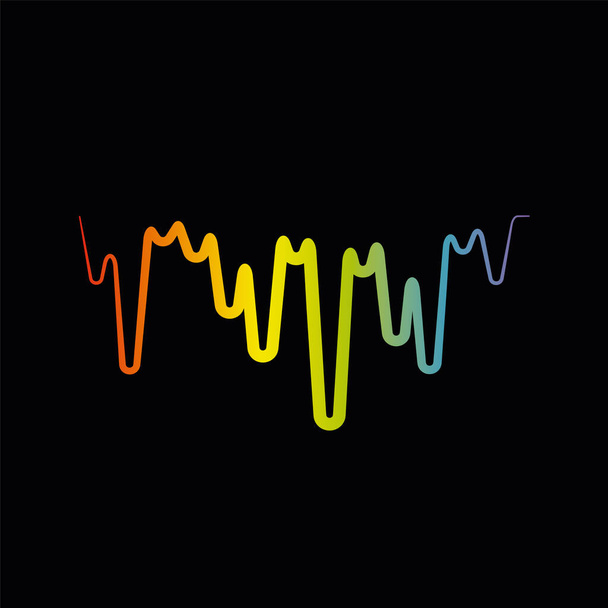 Rainbow pulse player logo on black. Modern Sound Wave Illustration - Foto, immagini