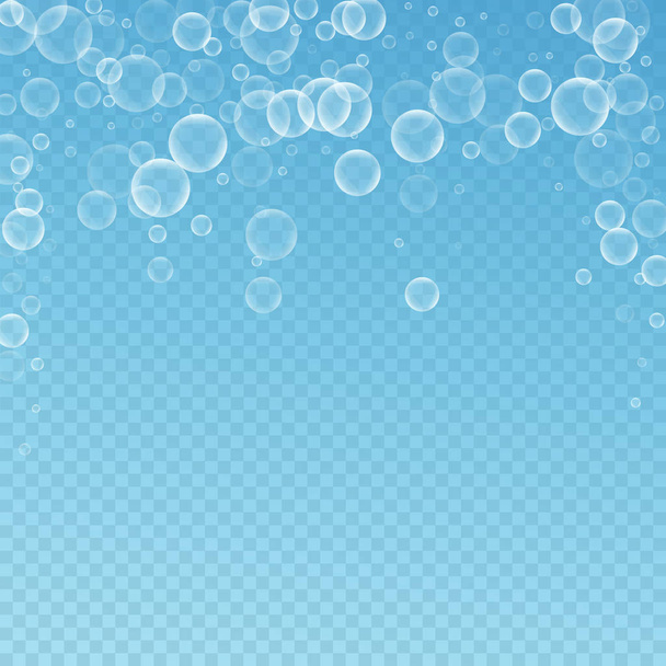 Случайные мыльные пузыри абстрактного фона. Blowing b - Вектор,изображение