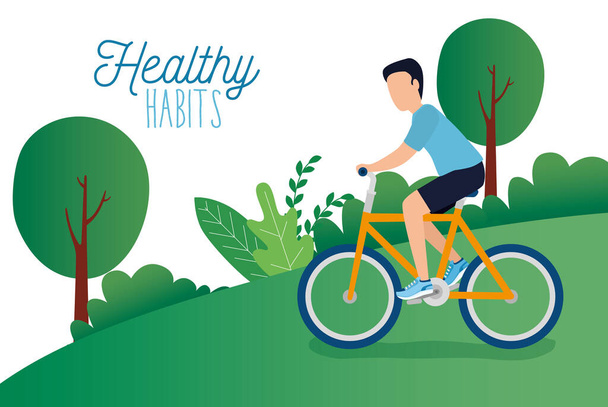 cartel de estilo de vida saludable con atleta en el parque
 - Vector, Imagen
