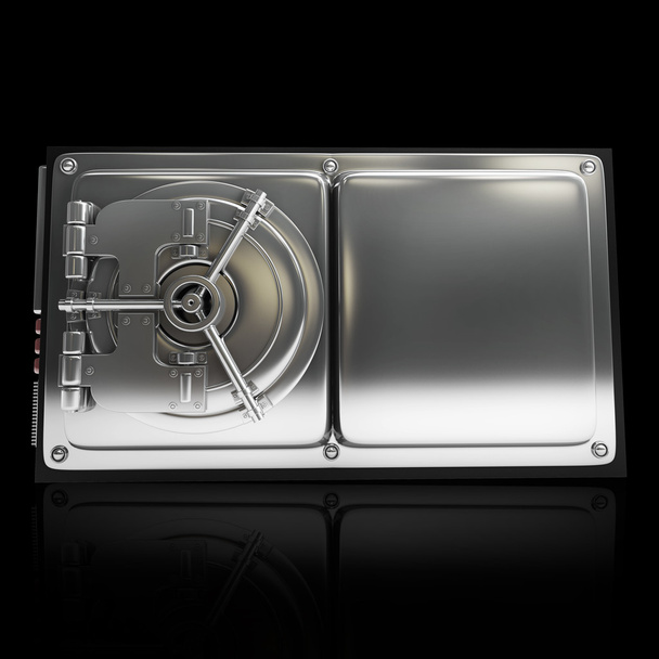 Protected hdd isolated on black - Photo, image