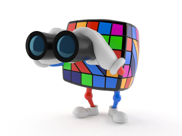 Giocattolo puzzle personaggio guardando attraverso binocoli
 - Foto, immagini