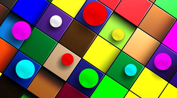 abstract 3d sphere background vector on top of a multi-colored cube - Vector, Image