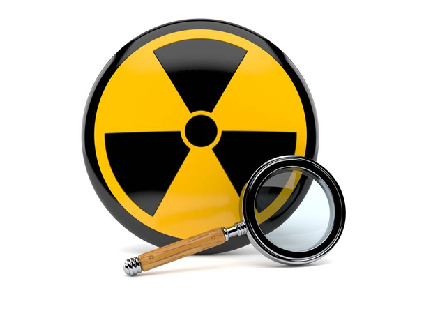 Radioactive icon with magnifying glass - Photo, Image