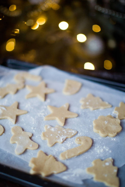 Vánoční pečení pozadí, příprava na pečení cookies - Fotografie, Obrázek