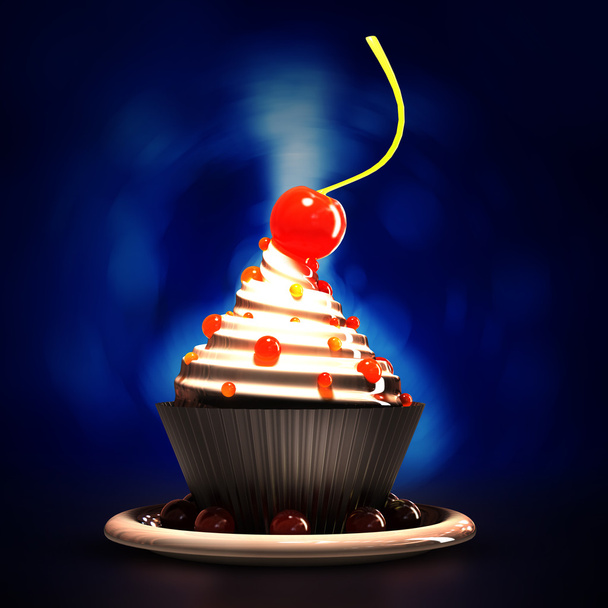 Cupcake with red cherry - Fotografie, Obrázek