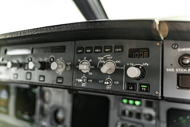 Close up of modern airplane control panel - Фото, зображення