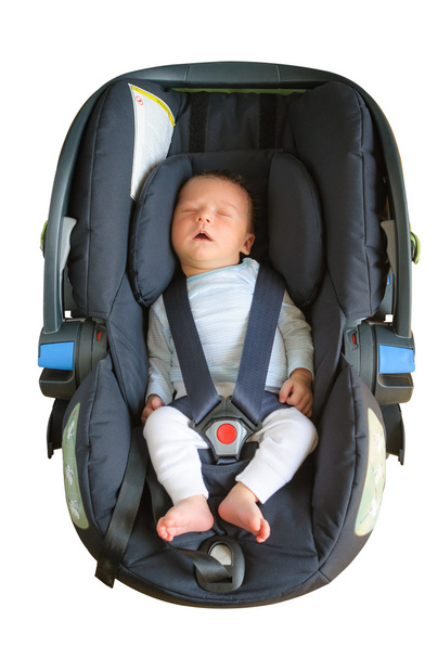 Новорожденный спит на автокресле
 - Фото, изображение