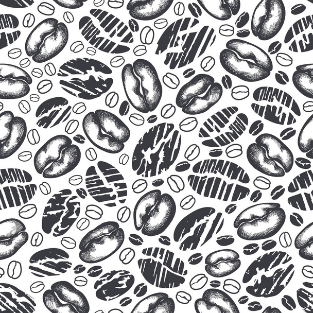 Coffee. Vector seamless pattern. Shape of bean - Vector, Image