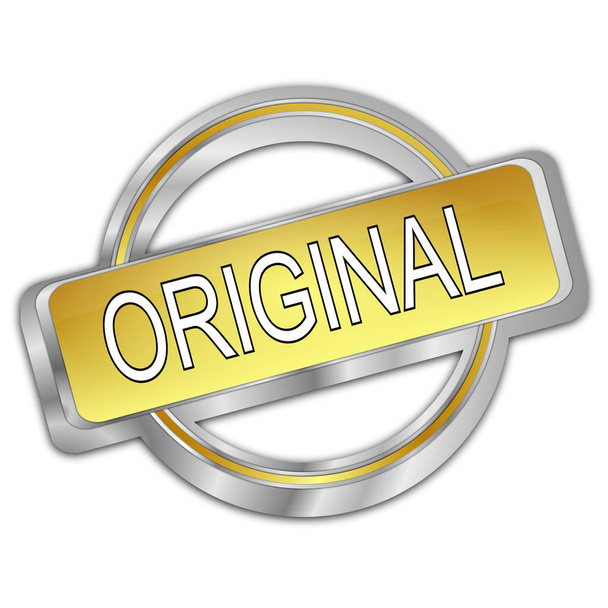 декоративна срібна золота Оригінальна кнопка - 3D ілюстрація
 - Фото, зображення