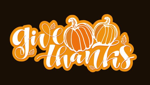 Dankjewel - fijne Thanksgiving dag - met de hand getekend label kunst. Model ontwerp banner Concept - Vector, afbeelding