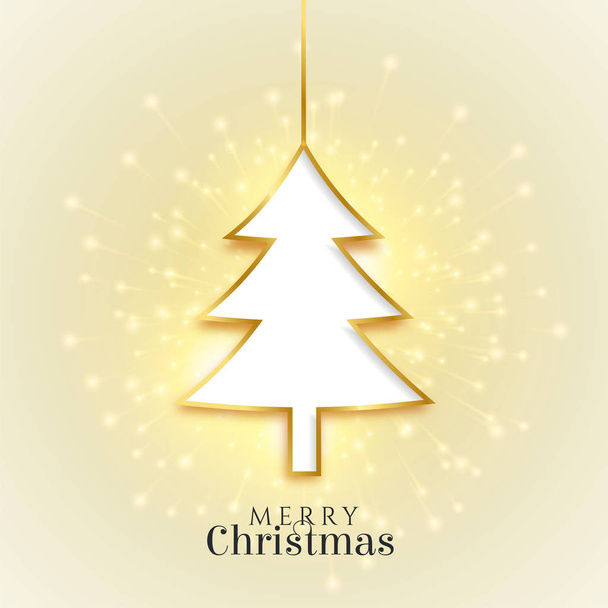glowing merry christmas golden tree beautiful background - ベクター画像