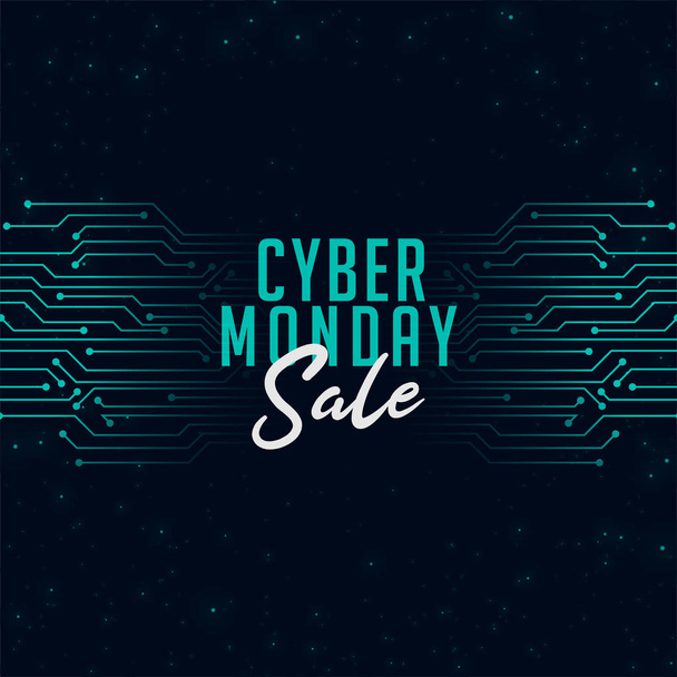 cyber monday sale in technology style background - Vector, imagen