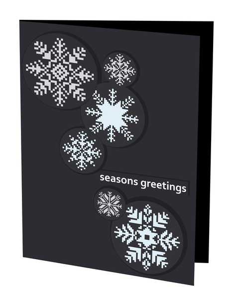 Tarjeta navideña negra con copos de nieve
 - Vector, imagen