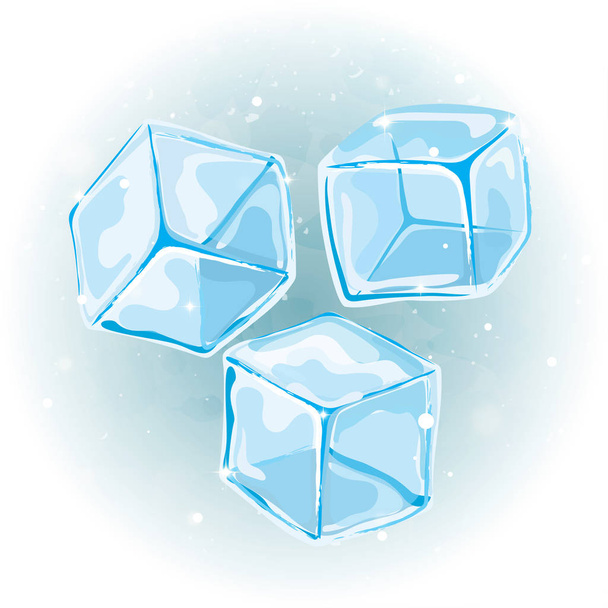 Ice cubes wektor zestaw na tle akwareli. - Wektor, obraz