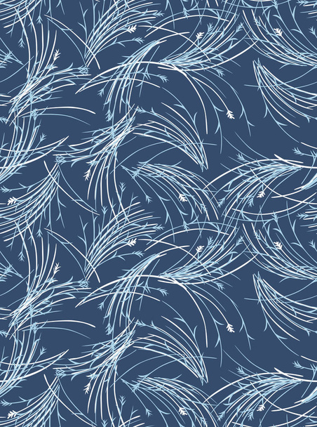 Japanese Wind Flow Grass Leaf Seamless Pattern - Vector, Image