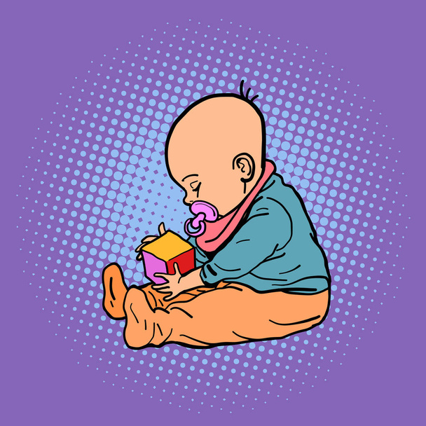small child playing with a cube - Vector, Image