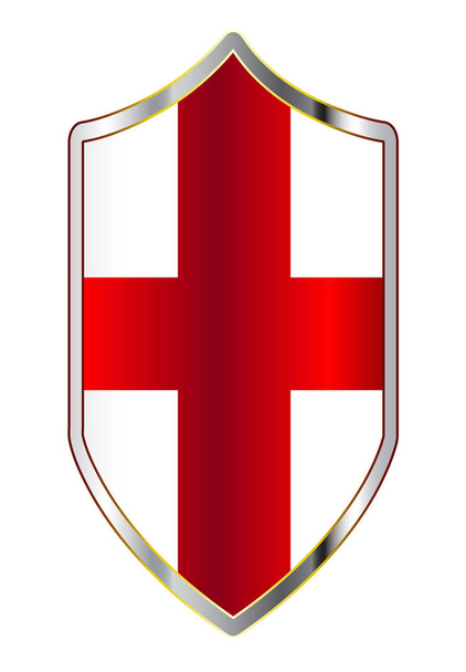 Engelse vlag op een kruisvaardersschild - Vector, afbeelding