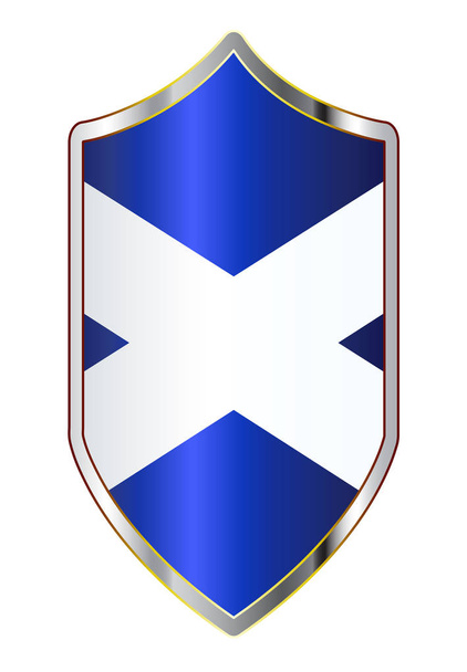 Schotse vlag op een kruisvaardersschild - Vector, afbeelding
