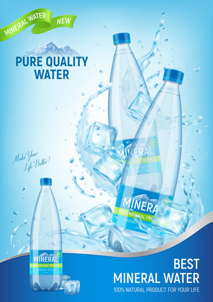 Αφίσα διαφημίσεων μεταλλικού νερού - Διάνυσμα, εικόνα