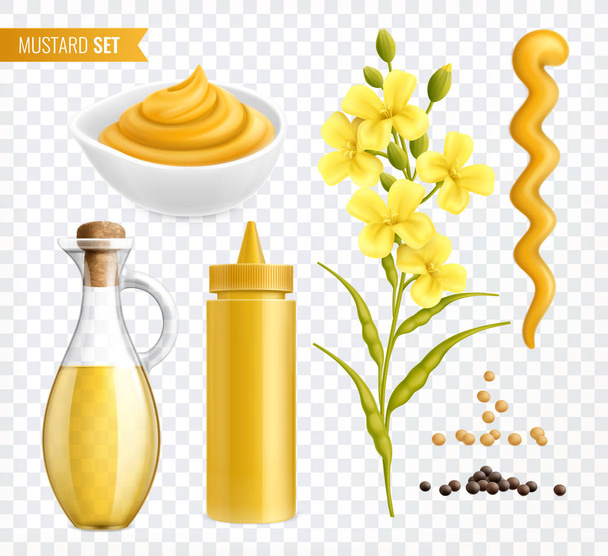 Mustard Transparent Realistic Set - Vector, Image