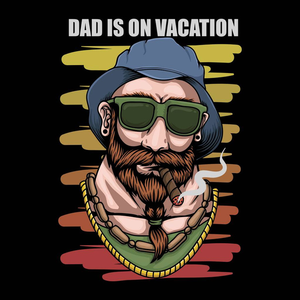 Vader Vacation retro vector illustratie voor uw bedrijf of merk - Vector, afbeelding