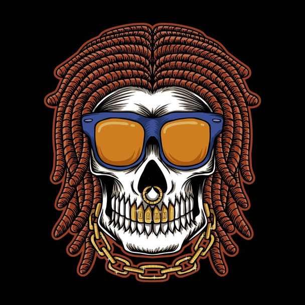 Skull dreadlocks head vector illustration for your company or brand - Vector, Image