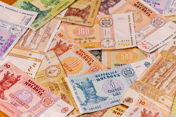 Moldavische leu. Mdl-bankbiljetten - Foto, afbeelding