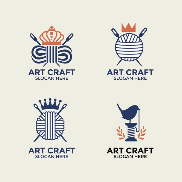Handmade Craft and knitting vector logo design - Vector, afbeelding