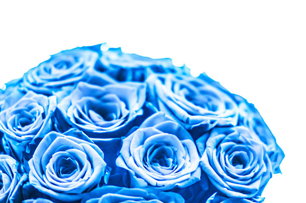Glamour luxe boeket van blauwe rozen, bloemen in bloei als bloemen - Foto, afbeelding