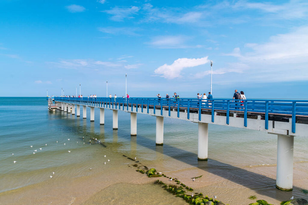 Pier on Baltic Sea in Zelenogradsk. - 写真・画像