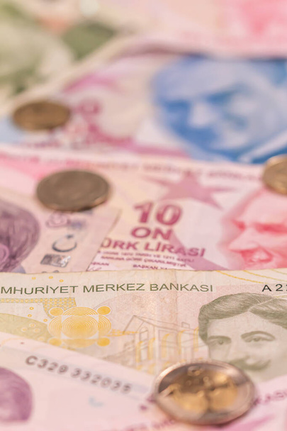 Lira turca TL. PRUEBA los billetes y monedas
 - Foto, imagen