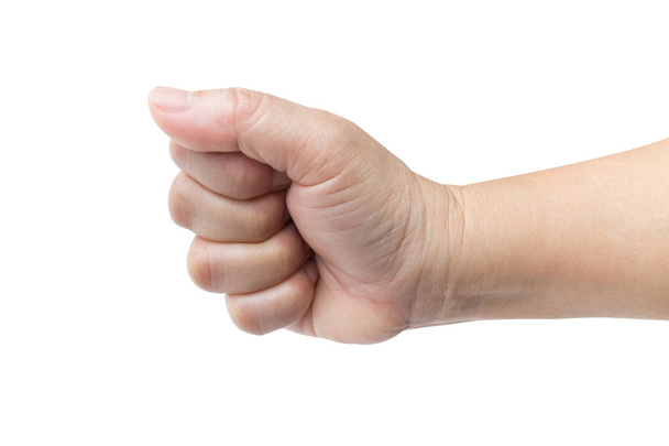 Woman's hand with fist gesture front side Isolated on white back - Fotoğraf, Görsel