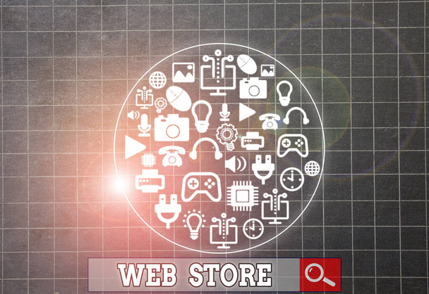 Zápis poznámky zobrazující webový obchod. Obchodní fotografie představující spotřebitele přímo koupit zboží nebo služby od prodejce on-line. - Fotografie, Obrázek