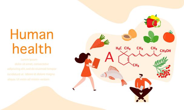 Personas Vida sana, nutrición adecuada Vitamina
 - Vector, imagen