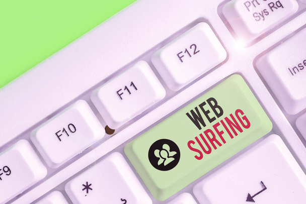 Tekstimerkki, jossa näkyy Web Surfing. Käsitteellinen kuva Hyppääminen tai selailu sivulta sivulle internetissä
. - Valokuva, kuva