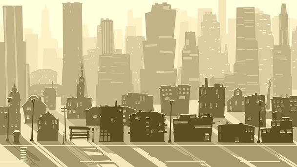 Abstract illustration of big city with shadows. - Vector, Image