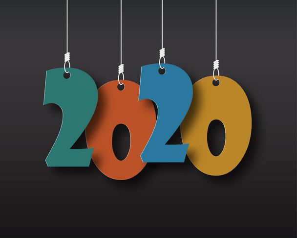 Ευτυχισμένο το νέο έτος 2020 λογότυπο σχεδιασμός κειμένου. Κάλυψη της επιχείρησης Planner  - Διάνυσμα, εικόνα