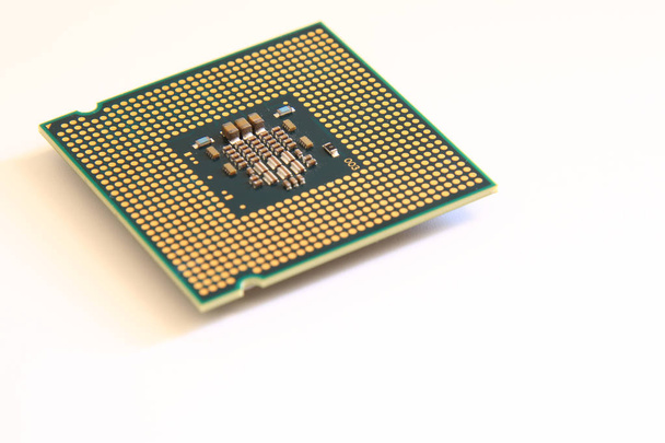 Closeup CPU (Central Processing Unit) or Microchip Computer on w - Photo, Image