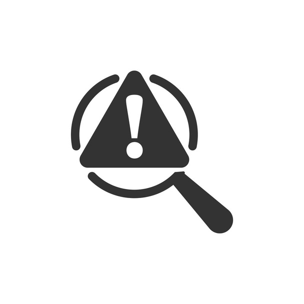 Risk analysis icon in flat style. Exclamation magnifier vector i - Vector, Image