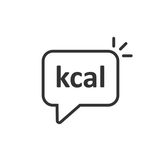 Düz stil Kcal simgesi. Beyaz isola üzerinde diyet vektör çizimi - Vektör, Görsel