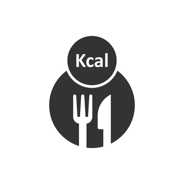 Kcal ikoni litteään tyyliin. Ruokavalio vektori kuva valkoinen isola
 - Vektori, kuva